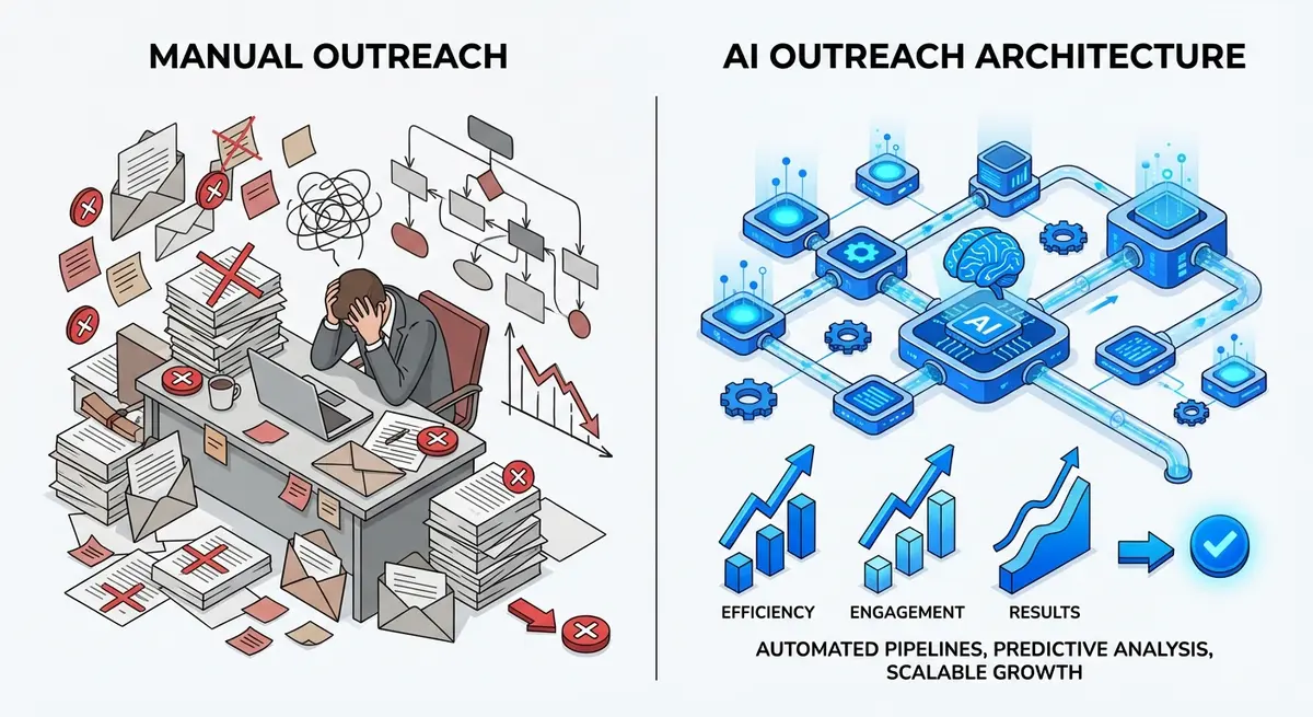 Comparison of manual outreach vs best ai outreach tools for small business automation