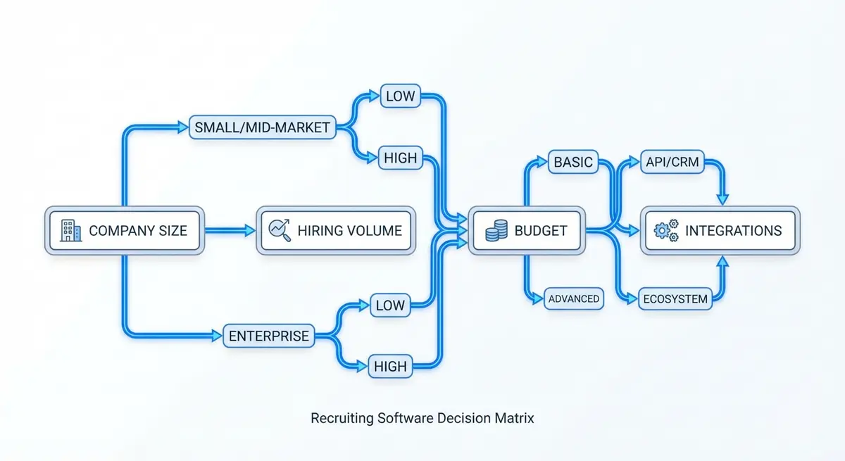 Decision matrix for choosing the best AI recruiting software based on company needs