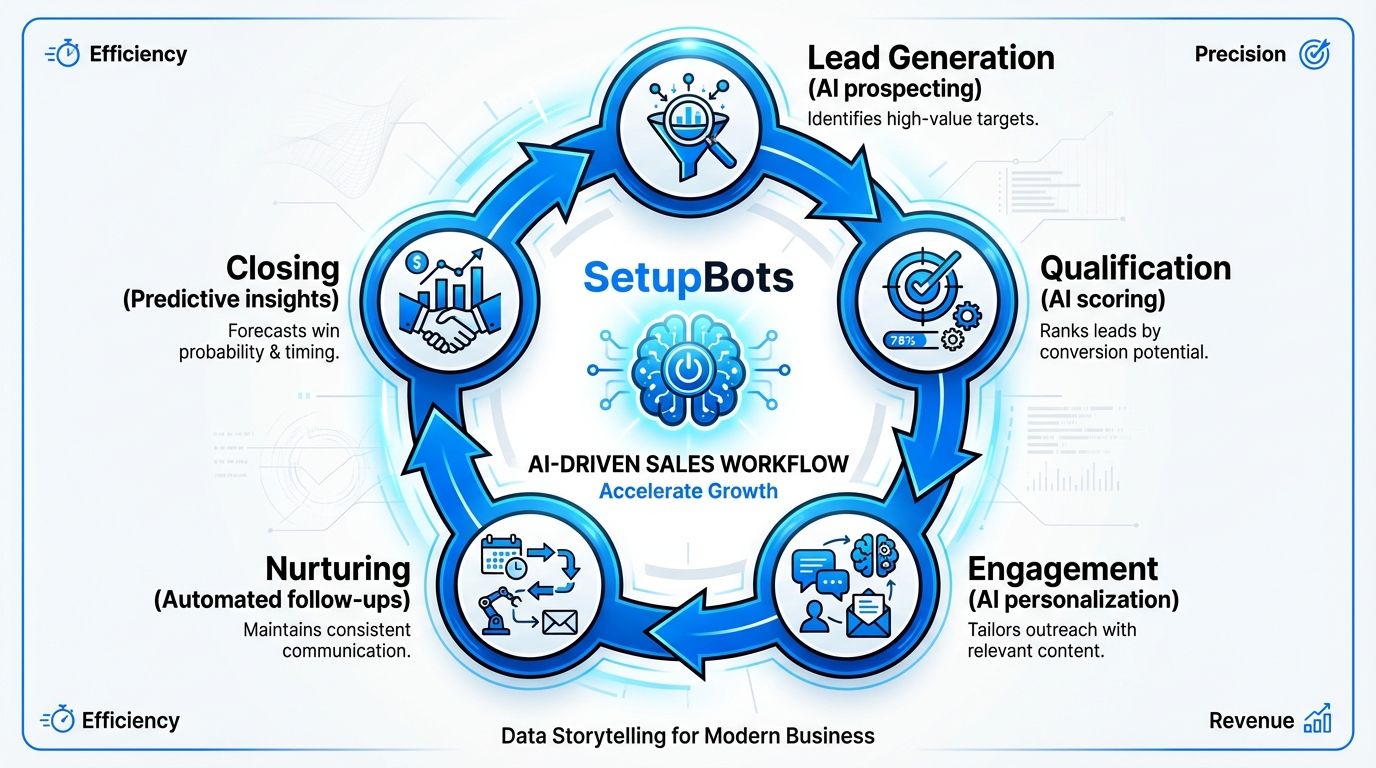 Best AI sales tools 2025 infographic showing the AI-driven sales workflow