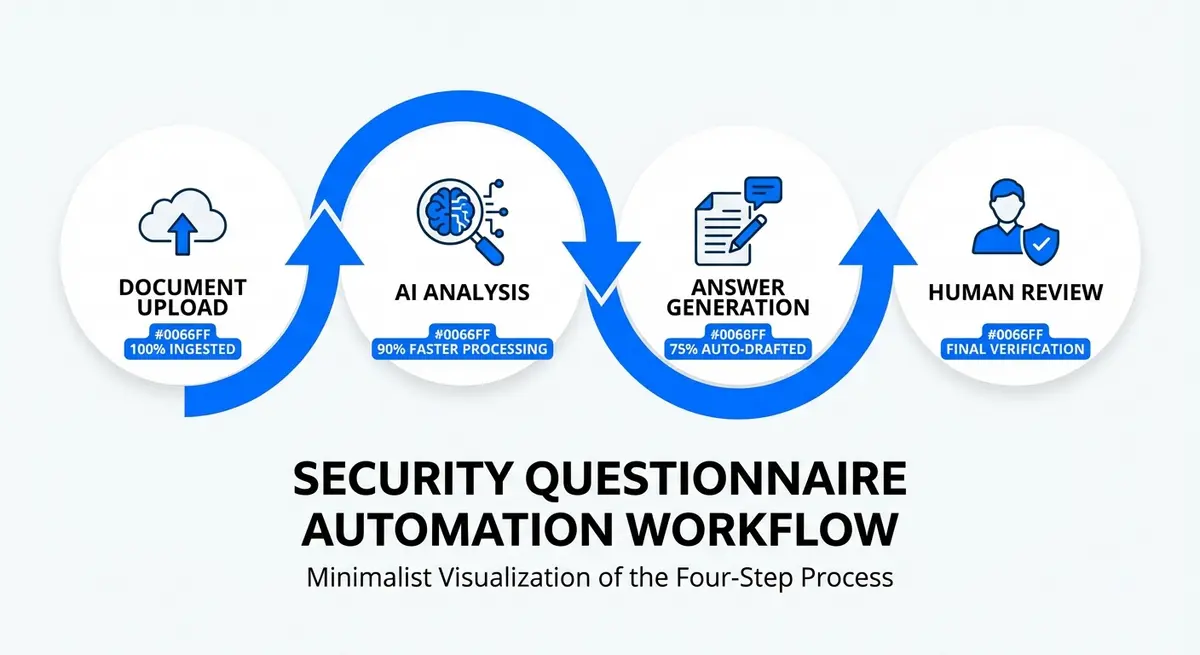 Workflow diagram showing how security questionnaire automation software processes inquiries