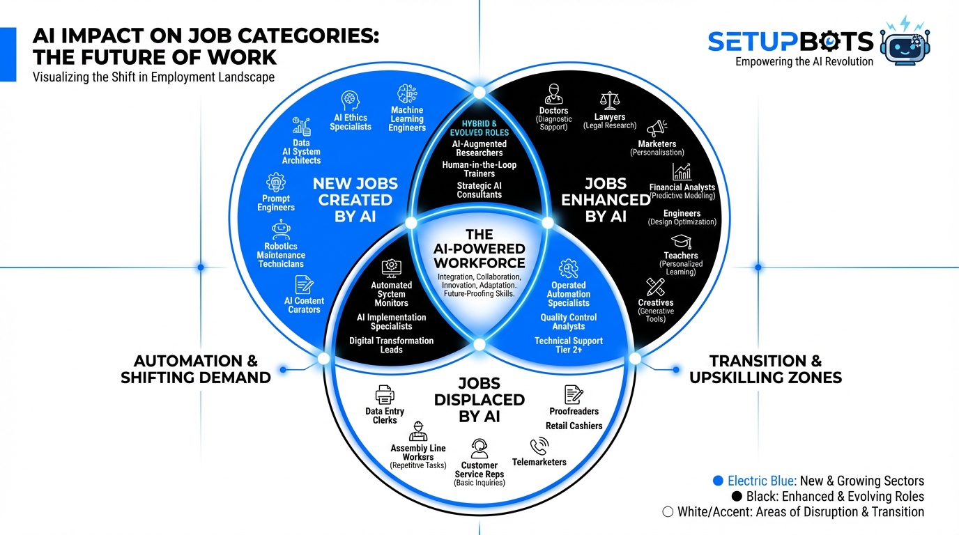 Best jobs for the next 10 years infographic showing AI's impact on job categories