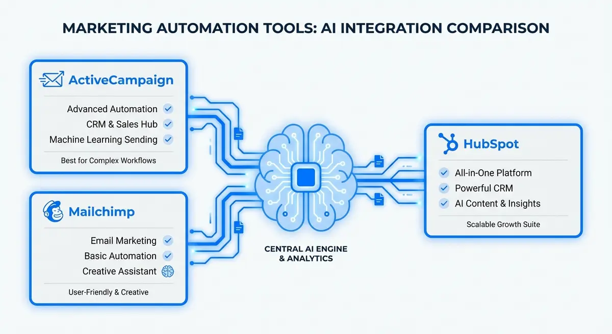 Infographic comparing the best marketing automation tools for small business features