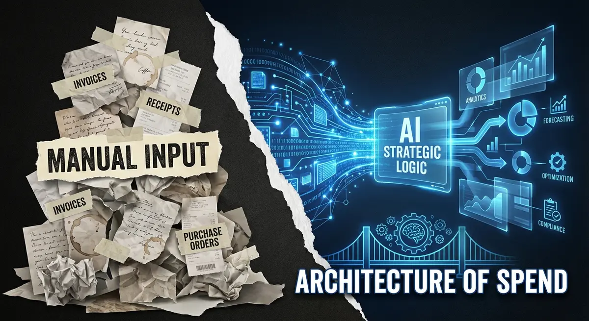 Infographic showing the transition to the best procurement automation tools for businesses using AI logic