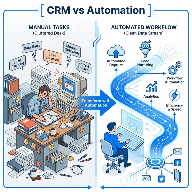Comparison of manual sales tasks versus best sales automation software for small business benefits