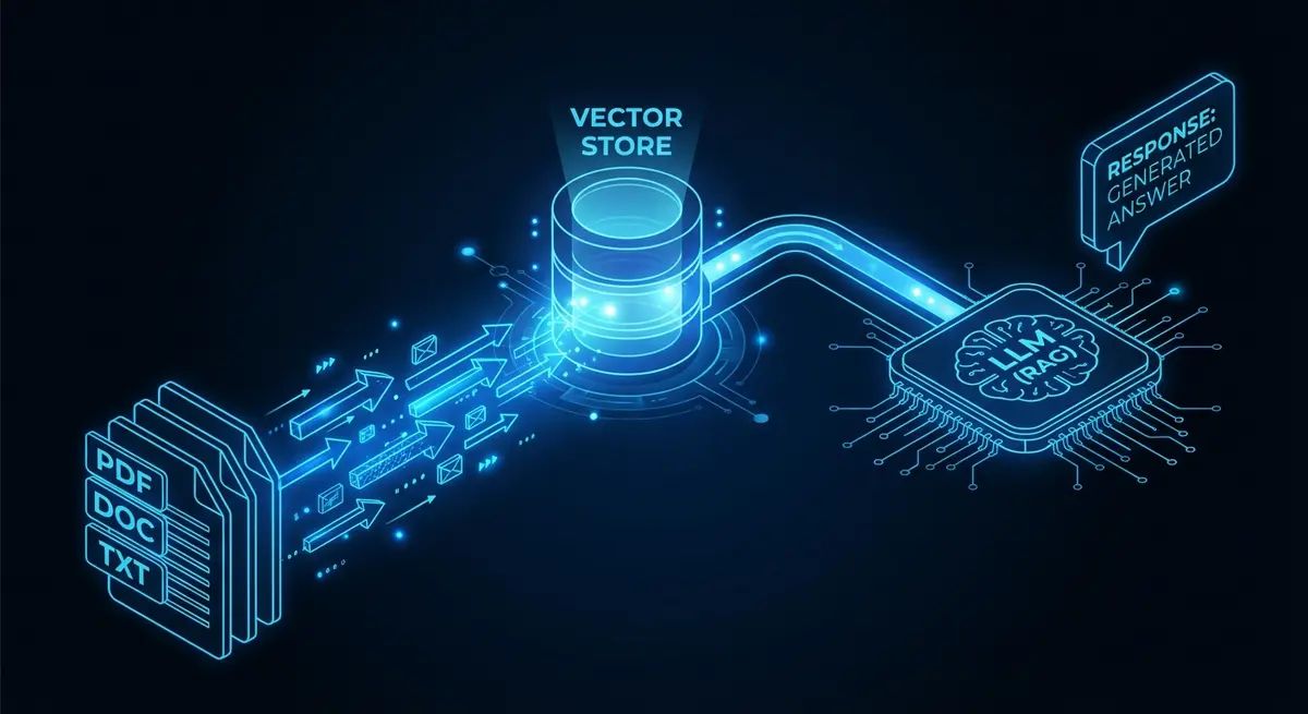 Infographic showing how to build RAG chatbot with company documents architecture