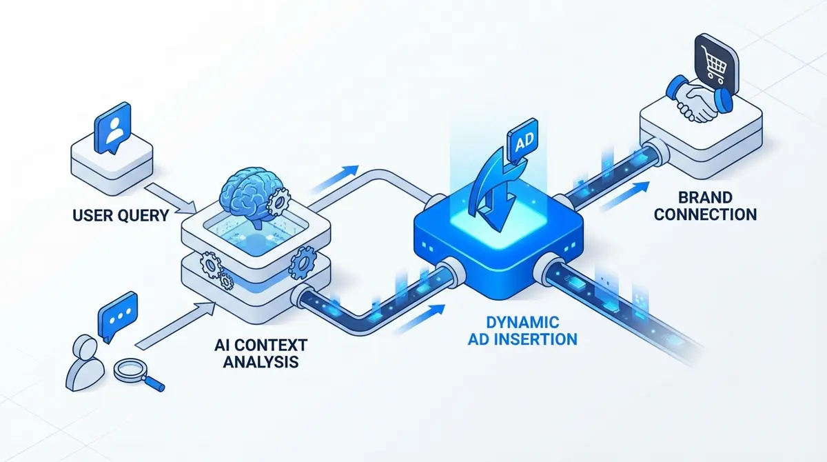 Infographic explaining how ChatGPT ads for ecommerce brands work