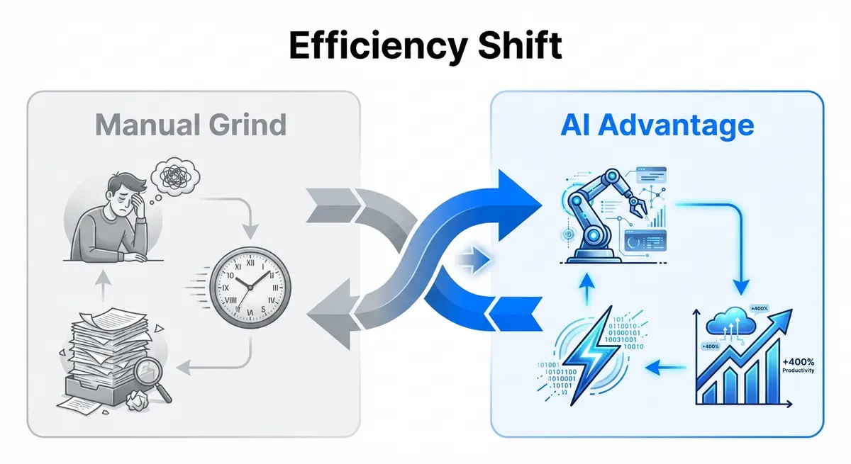 Infographic comparing manual copywriting vs ChatGPT ads for real estate agents workflow