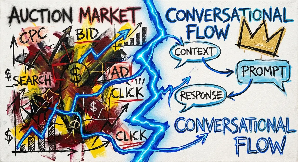 Infographic illustrating key differences in chatgpt ads vs google ads comparison