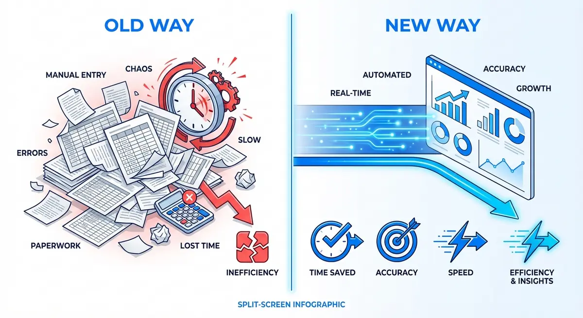 Infographic comparing manual commercial real estate cap rate calculator cost vs automated systems