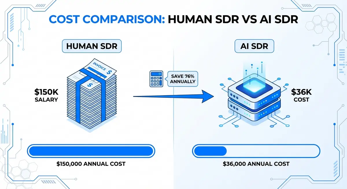 Comparison of cost to build ai sdr team to work inbound marketing leads vs human team