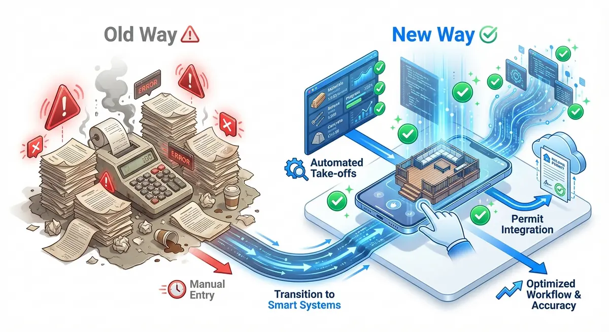 Comparison of manual deck estimating versus using a deck building cost estimator app