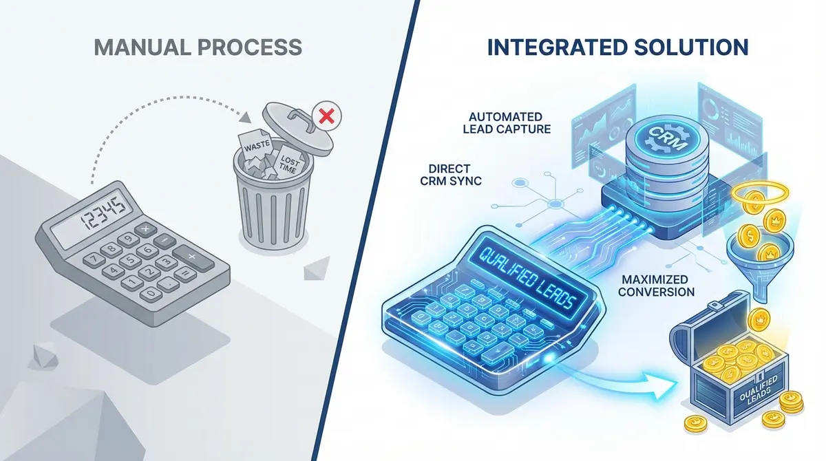 Comparison of generic calculator vs custom mortgage payment calculator with lead capture workflow