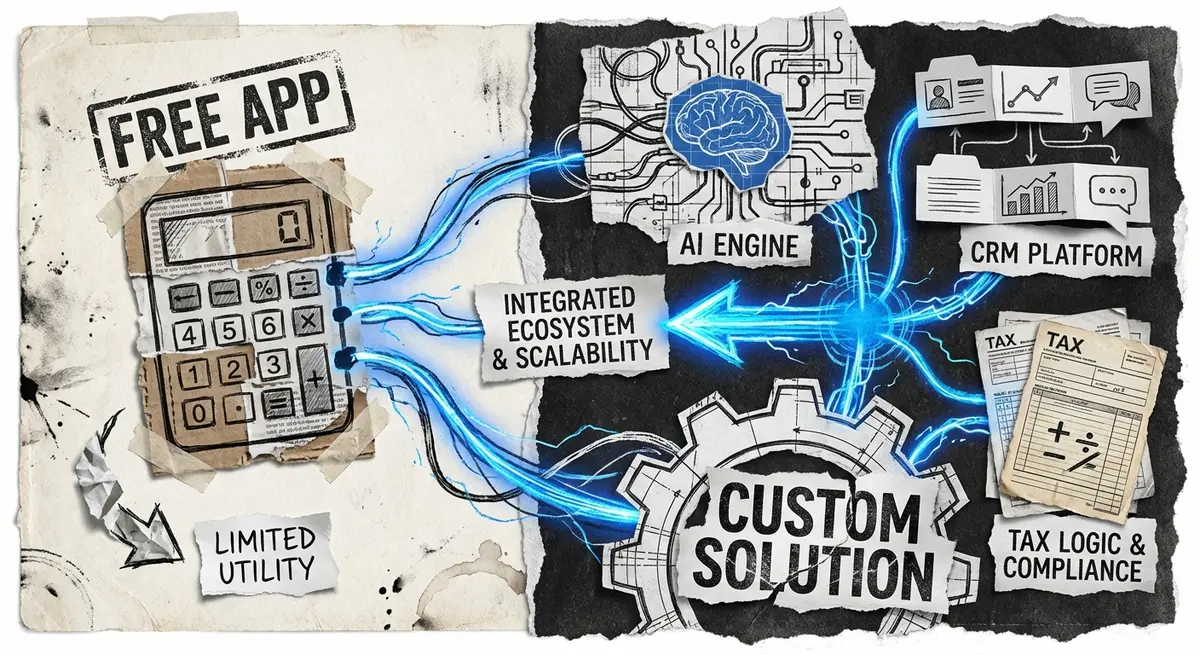 Comparison of free vs custom equipment financing calculator app cost and features