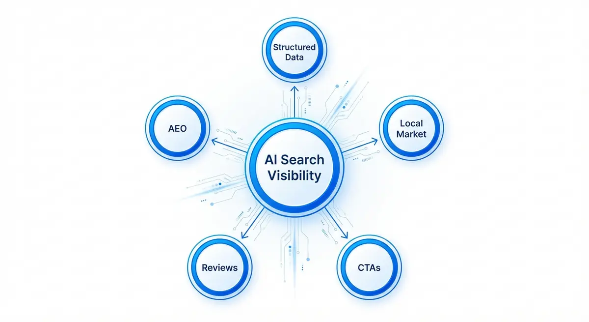 Infographic showing the components of Generative Engine Optimization for Auto Dealers Pricing
