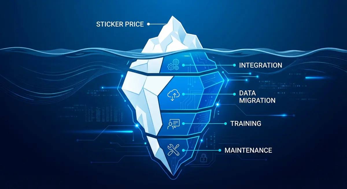 Iceberg infographic showing hidden costs in generative engine ranking for dermatologists