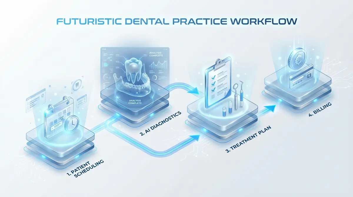 Infographic showing how to add an ai layer to my dental practice workflow steps