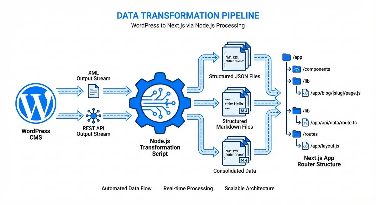 data transformation pipeline for how to migrate my business from wordpress to next.js in 2026