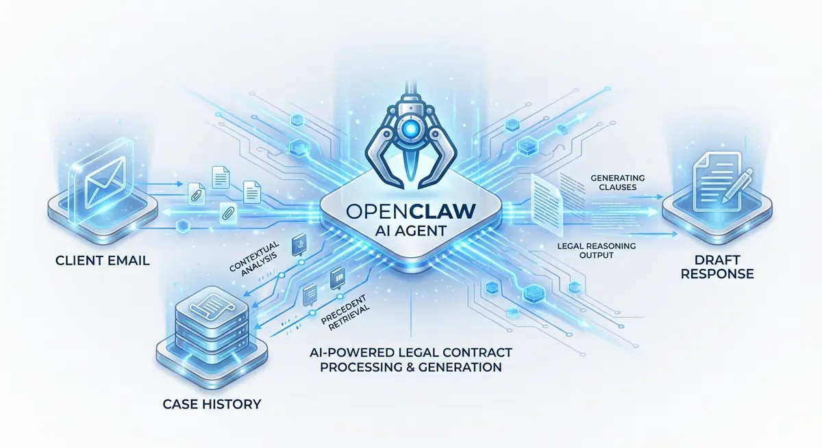 Infographic showing OpenClaw outreach setup for law firms processing client data