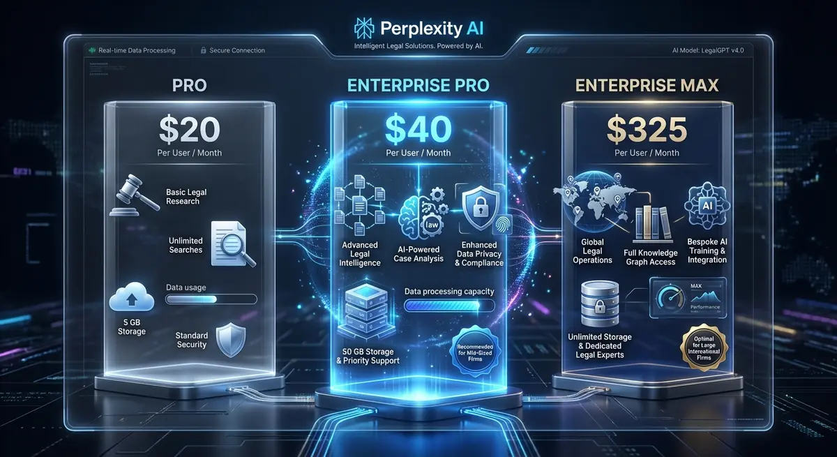 Chart comparing Perplexity optimization for law firms cost across Pro and Enterprise plans