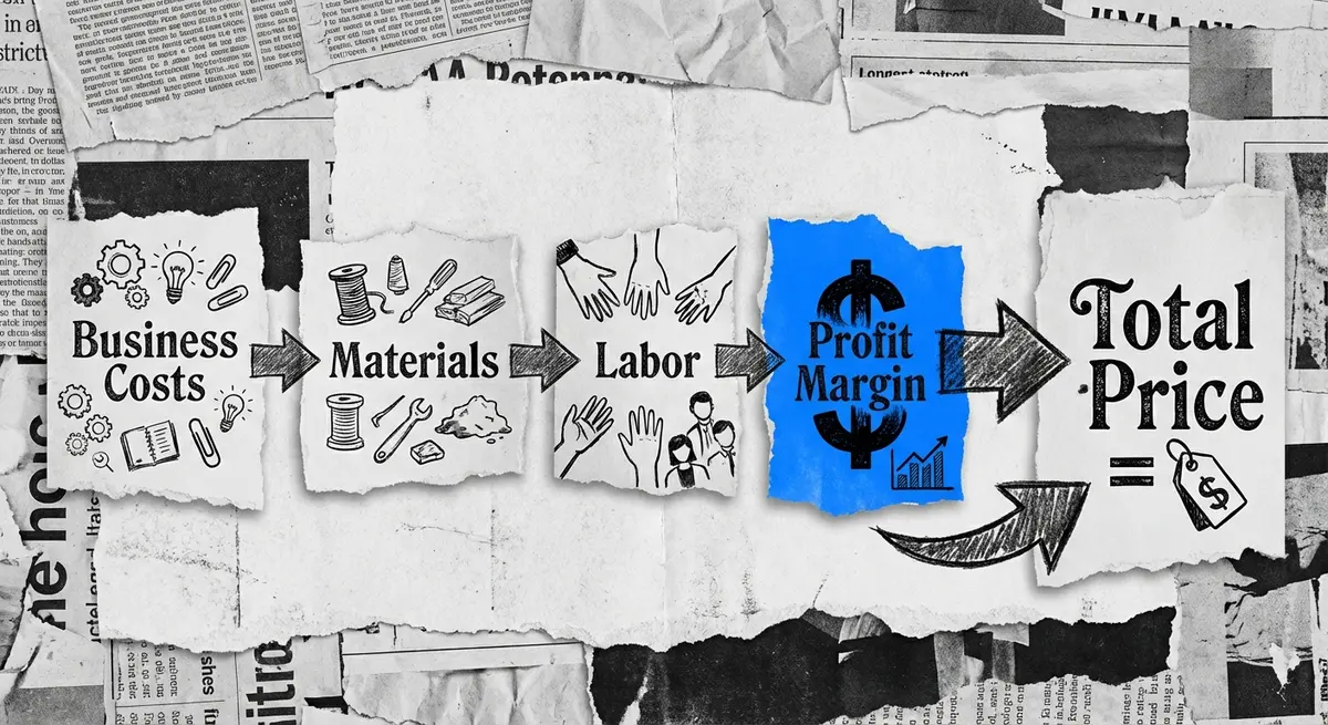 Infographic showing the cost-plus model for photography package pricing calculator cost including profit margin