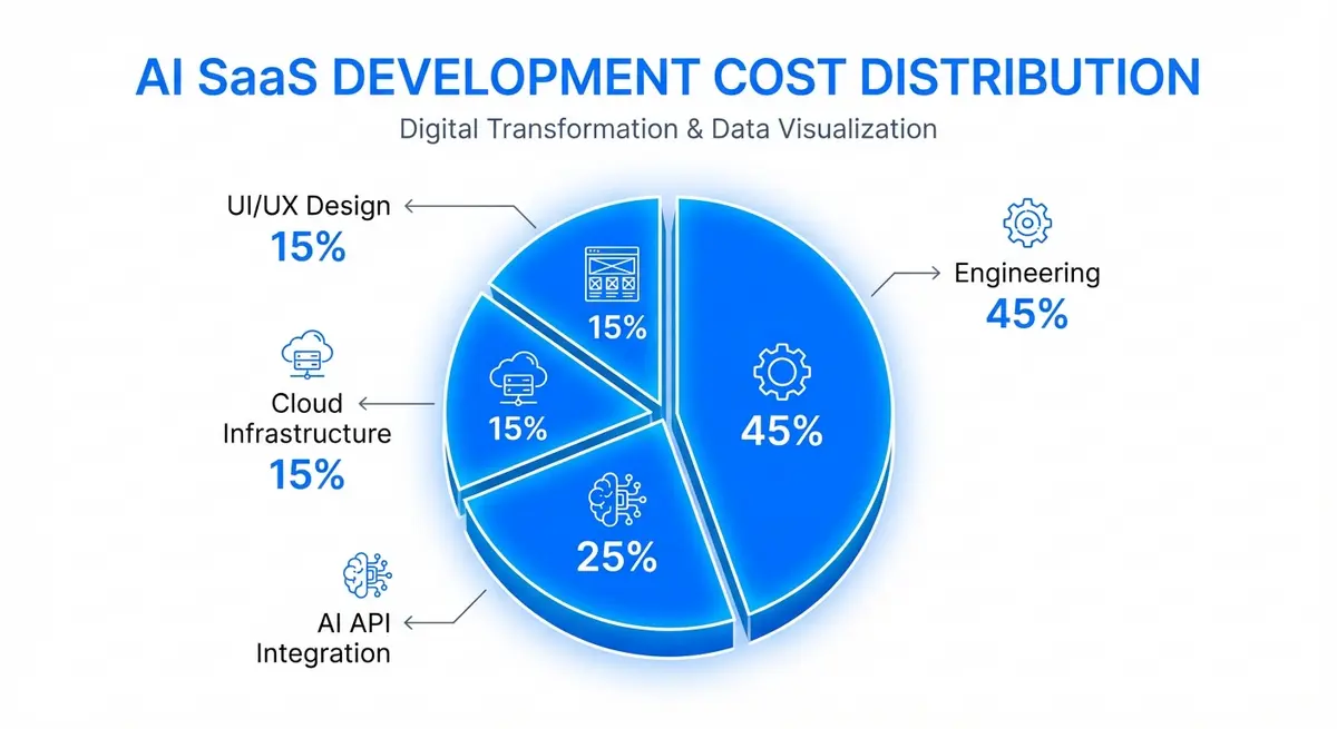Infographic showing price to build AI documentation generator for SaaS MVP cost distribution
