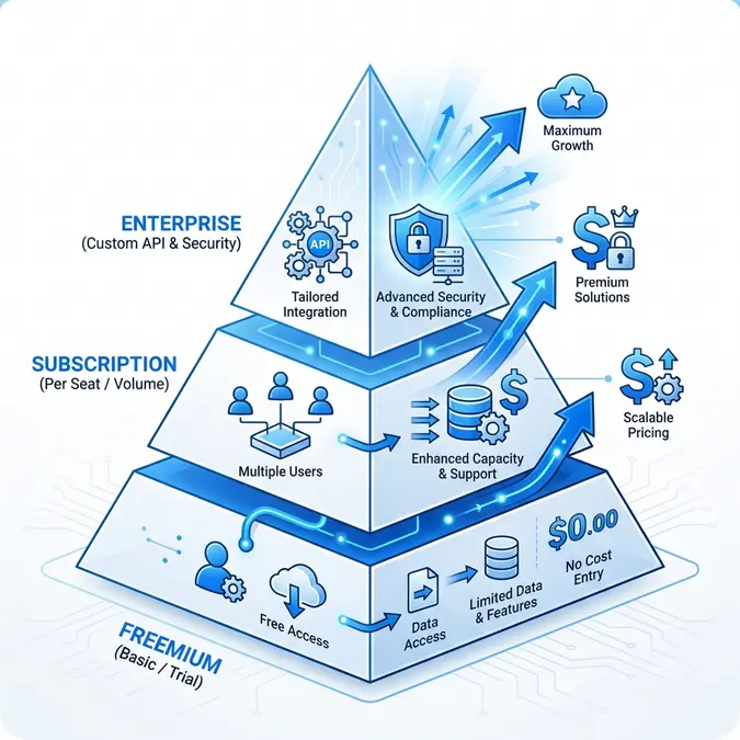 Infographic showing pricing tiers for ai case study generator from client data