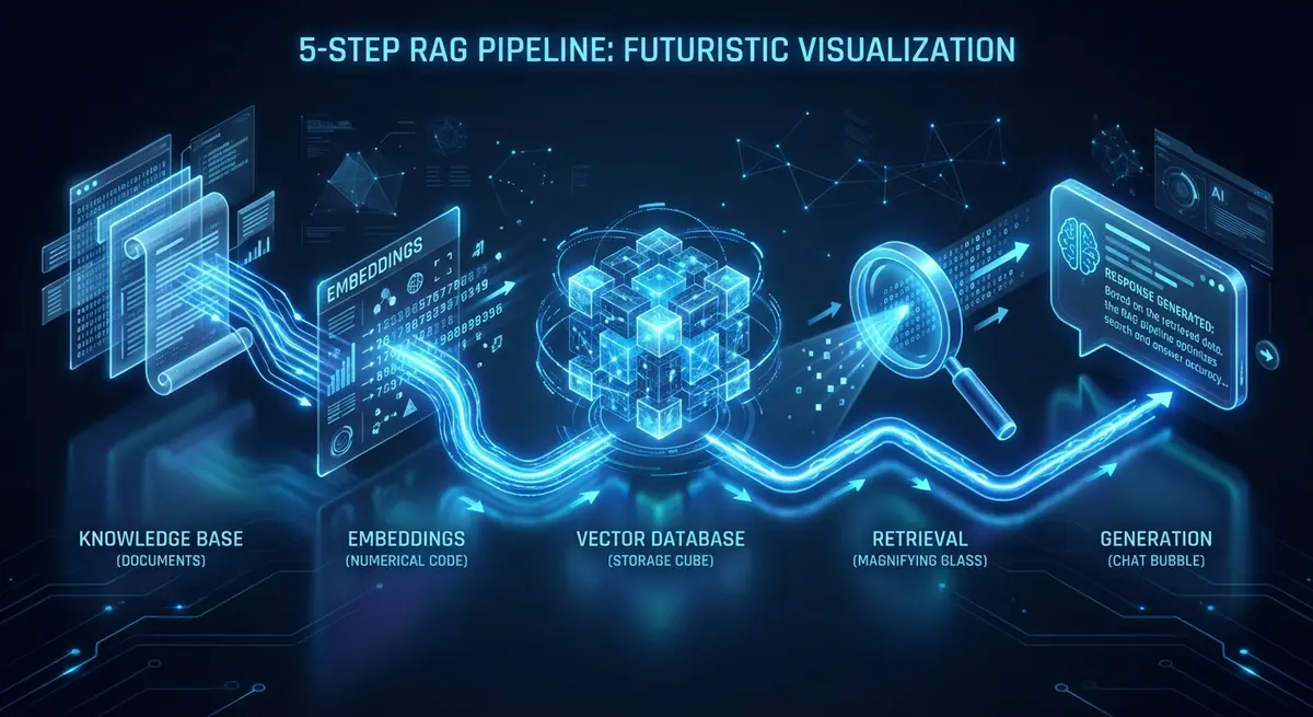 Infographic showing the architecture of a RAG agent setup for dental patient FAQ chatbot