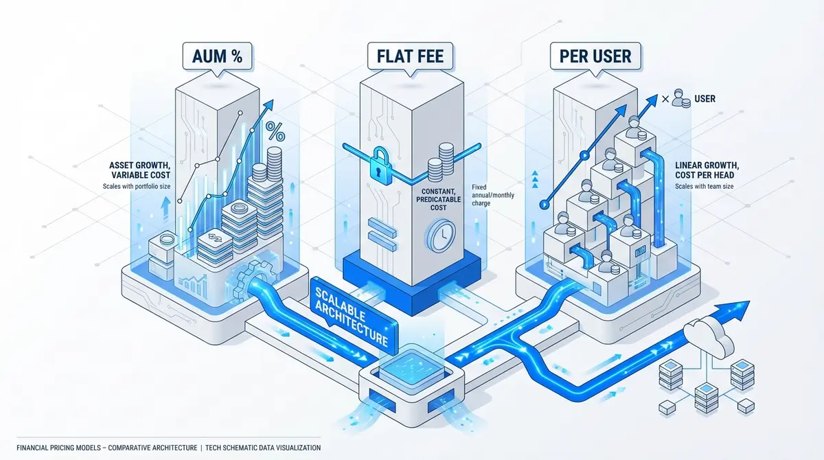 Comparison of real estate syndication investor portal cost models: AUM vs Flat Fee vs Per User