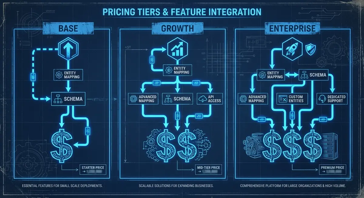 Infographic detailing semantic search optimization for contractors pricing models including monthly retainers and project rates