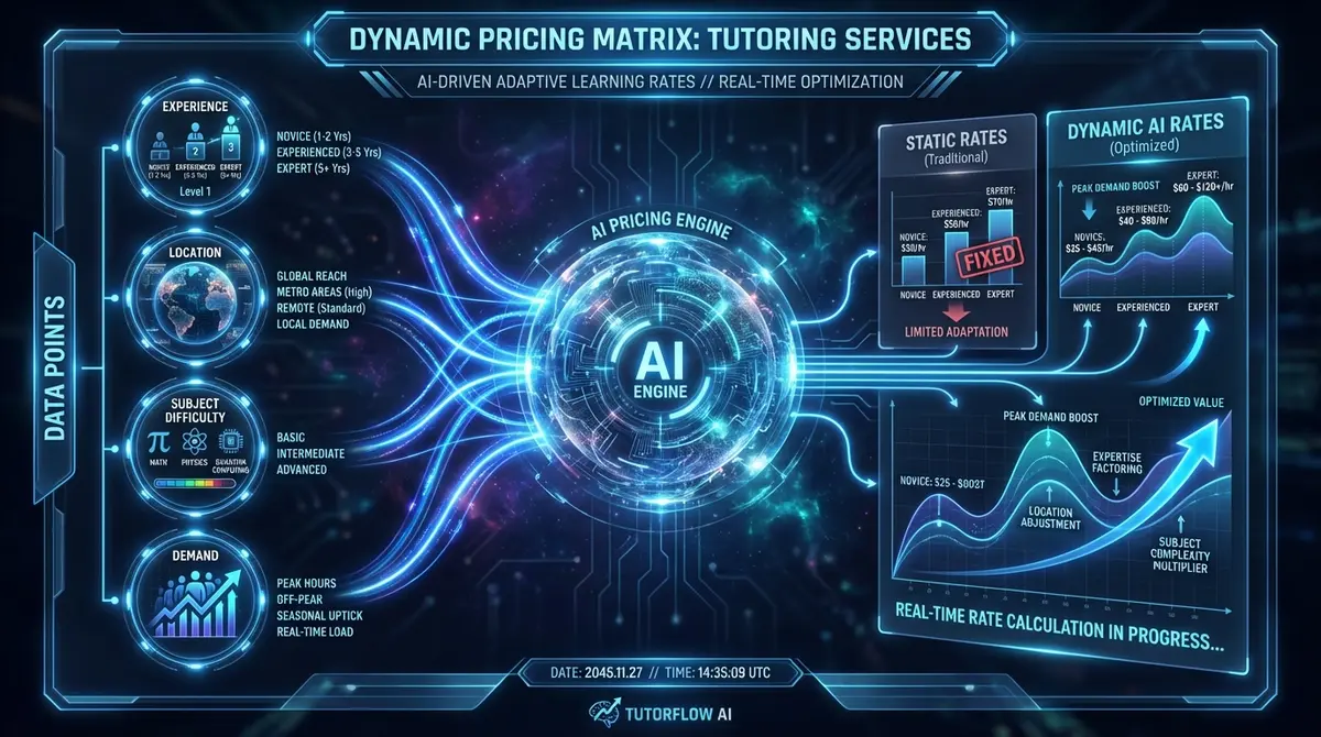 Dynamic Tutoring Service Cost Calculator Price Adjustment Factors Infographic