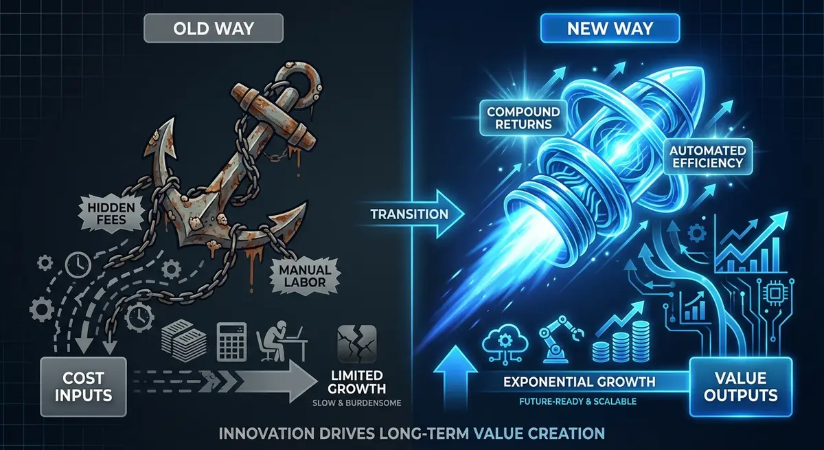 Infographic comparing legacy website migration costs versus strategic platform investment returns