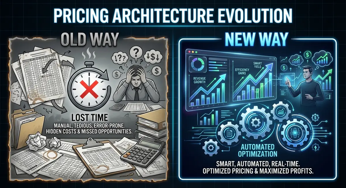 Infographic comparing manual venue pricing vs automated wedding venue cost calculator app price strategies
