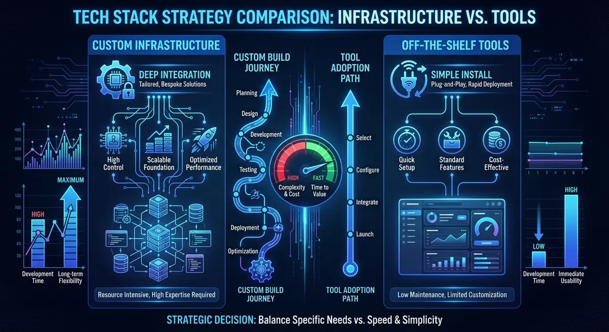 Comparison infographic of custom AI phone agent builders versus off-the-shelf tools