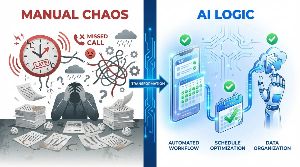Manual HVAC scheduling vs AI appointment booking logic comparison