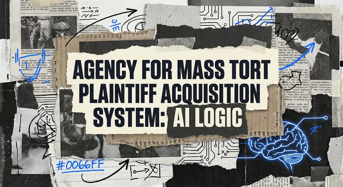 Agency for Mass Tort Plaintiff Acquisition System AI Logic torn paper collage art