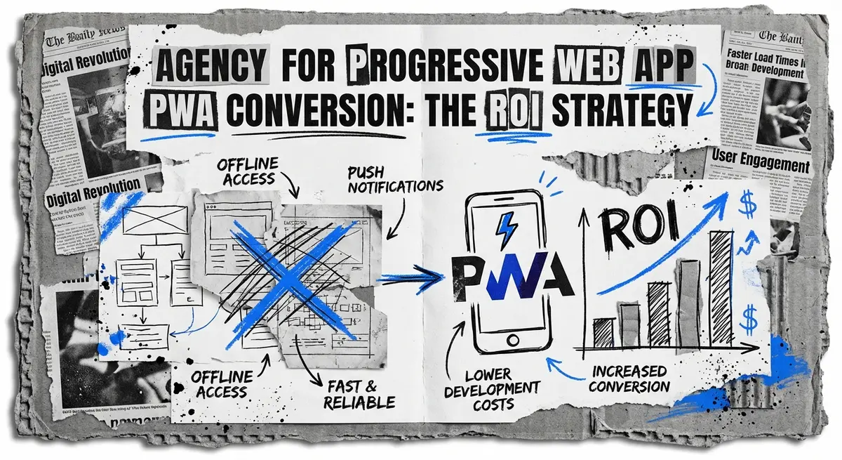 agency for progressive web app pwa conversion strategic digital transformation collage