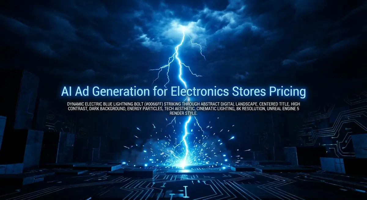 AI Ad Generation for Electronics Stores Pricing featured image with electric blue lightning