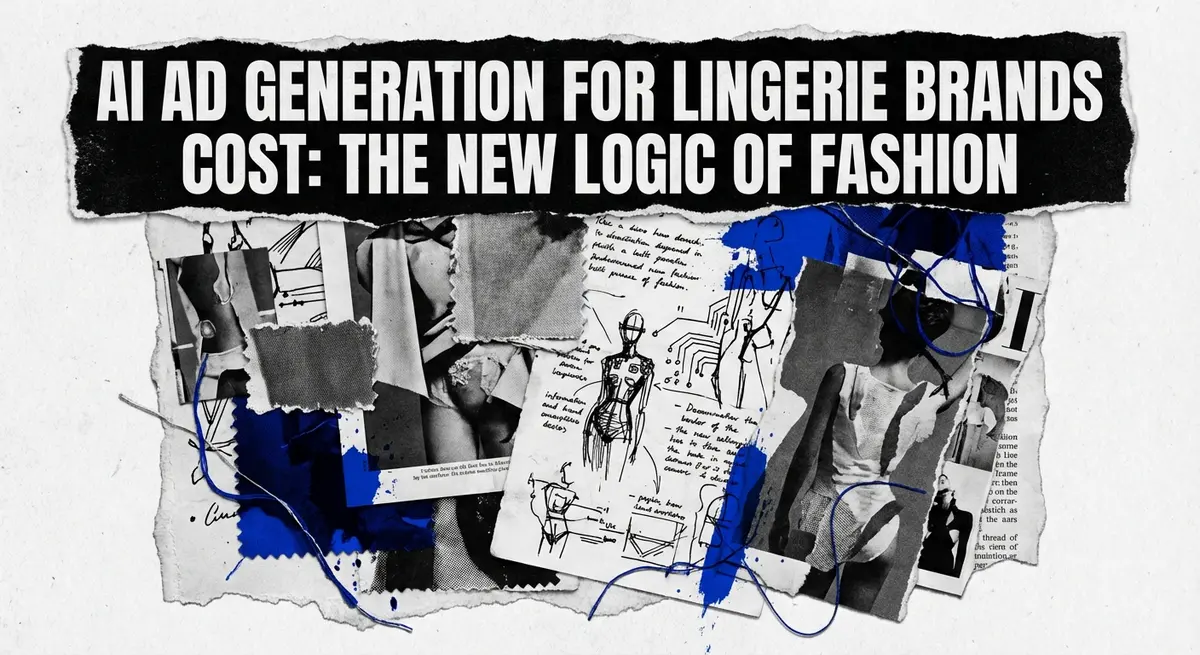 AI ad generation for lingerie brands cost collage art style