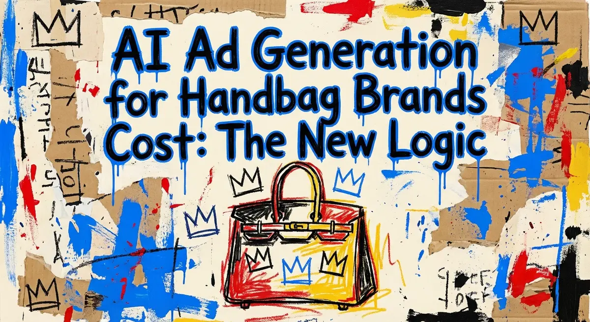 Basquiat style artwork featuring AI ad generation for handbag brands cost title