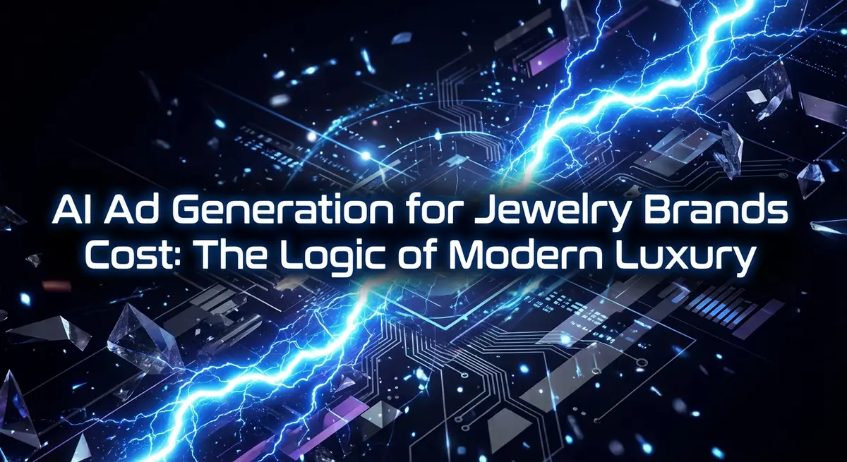 AI Ad Generation for Jewelry Brands Cost featured image with electric blue lightning design