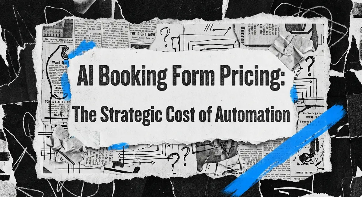 AI Booking Form Pricing: The Strategic Cost of Automation torn paper collage