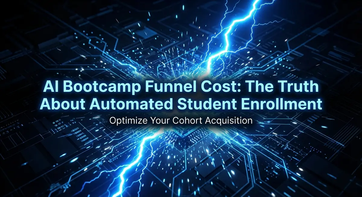 AI bootcamp funnel cost optimization visualized with electric blue lightning