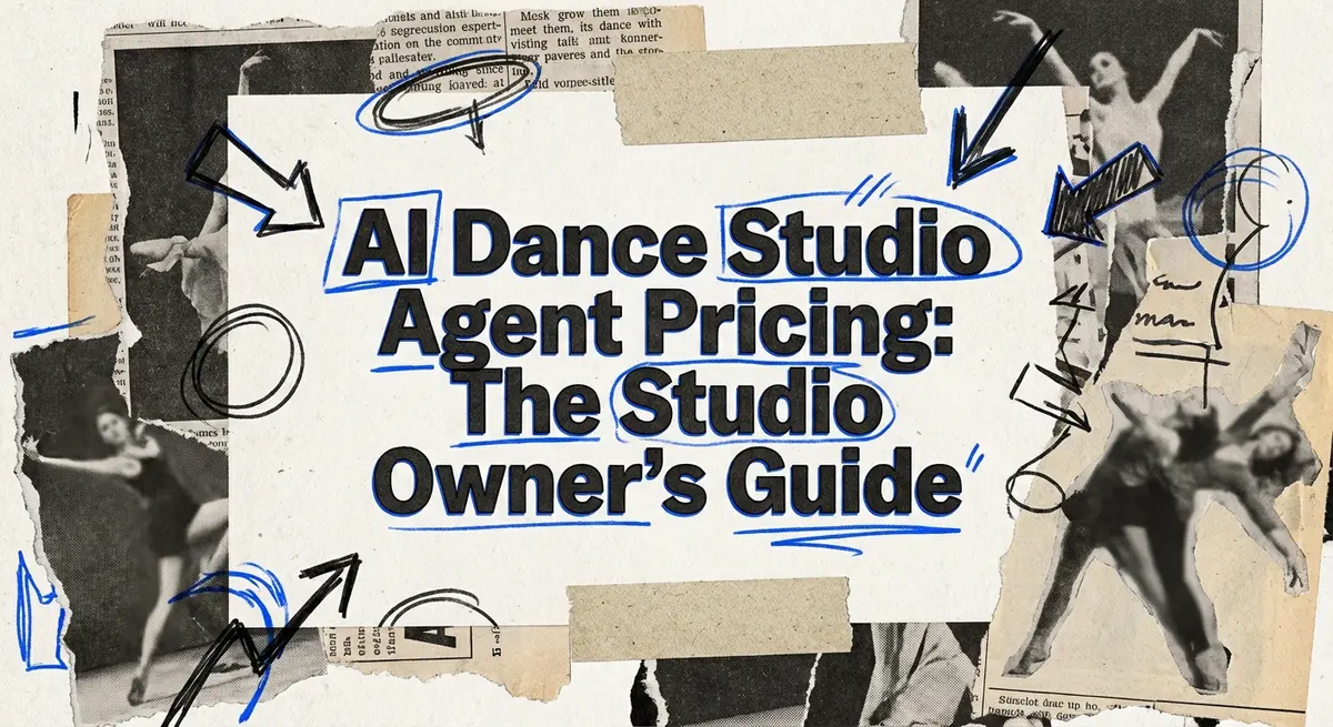AI dance studio agent pricing guide torn paper collage style