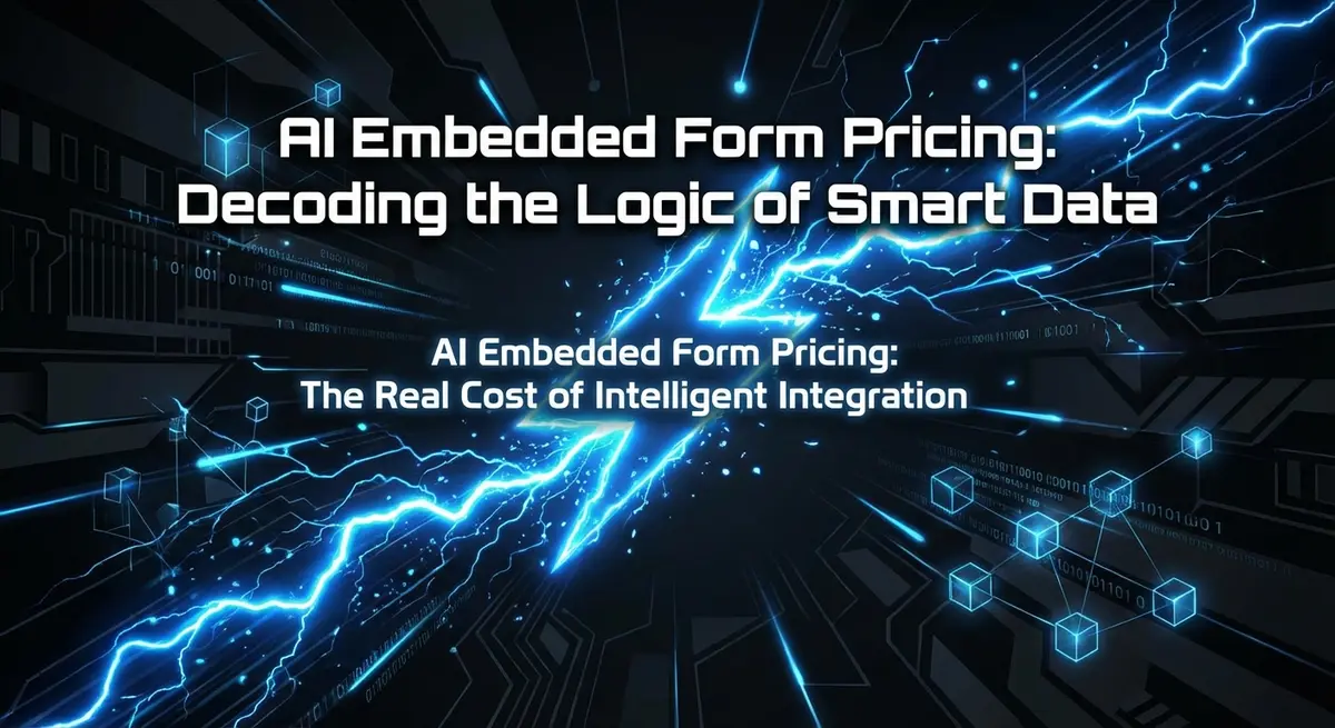 AI Embedded Form Pricing lightning visualization with blue accents