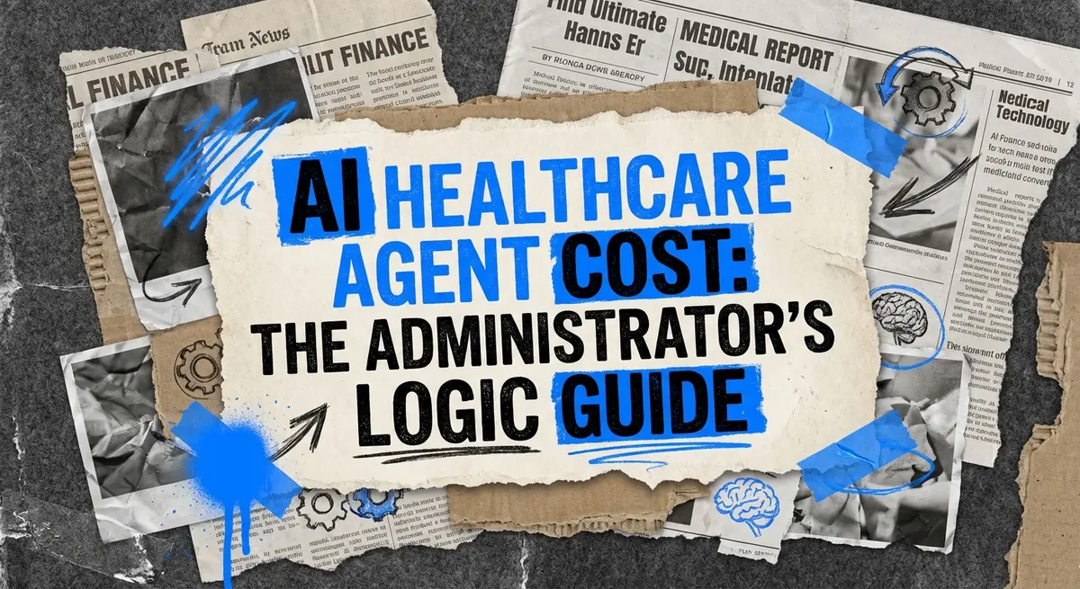 Digital art illustrating ai healthcare agent cost with electric blue lightning and medical data elements.