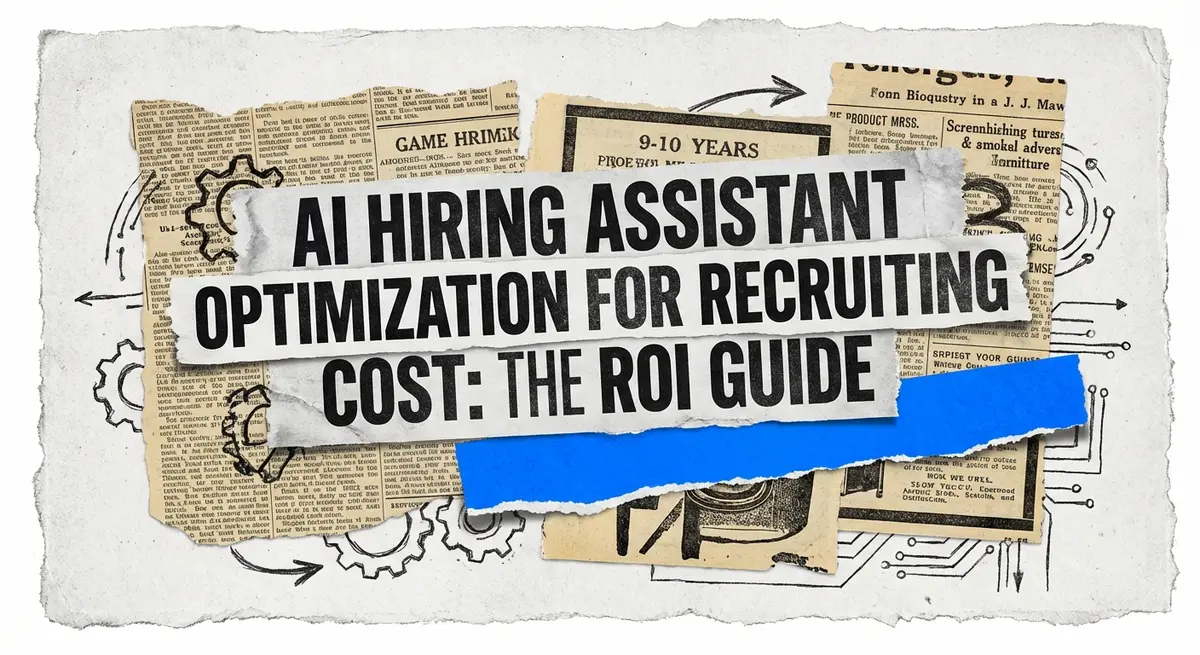 AI hiring assistant optimization for recruiting cost concept art torn paper style