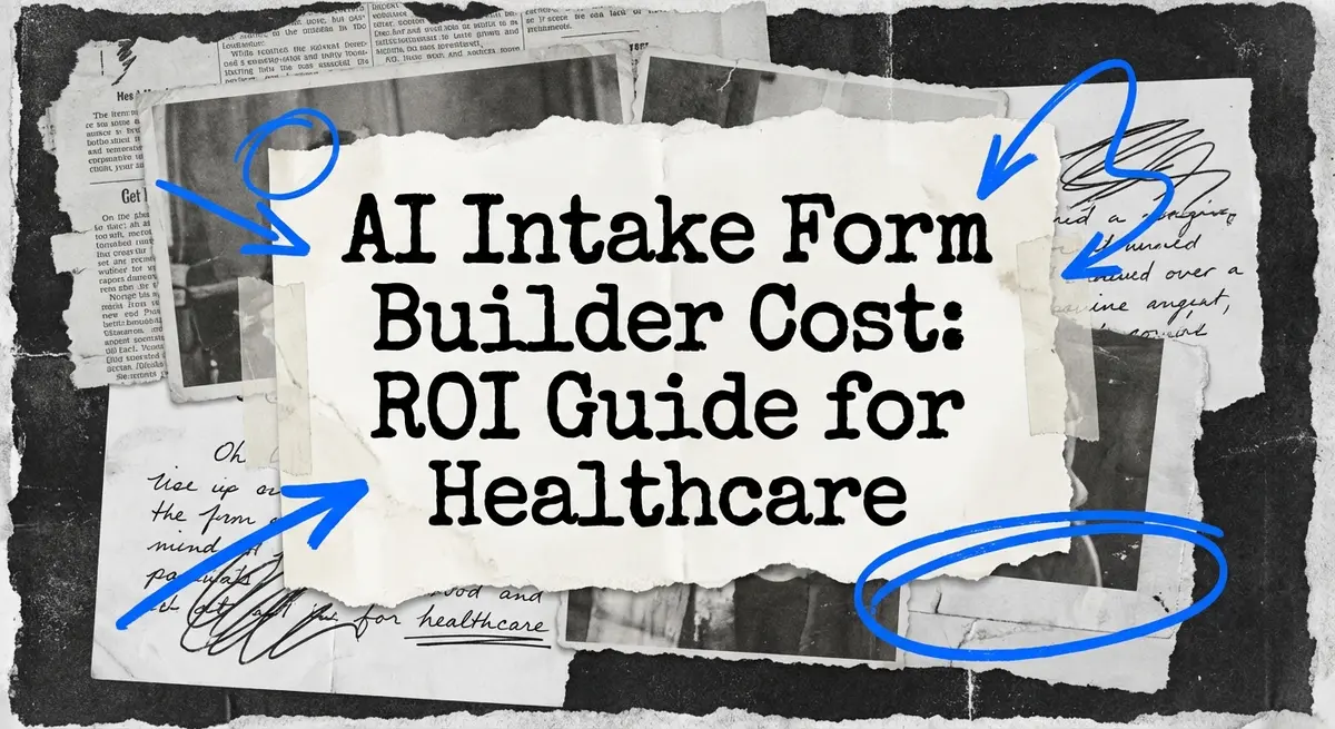 AI Intake Form Builder Cost ROI Guide for Healthcare torn paper collage