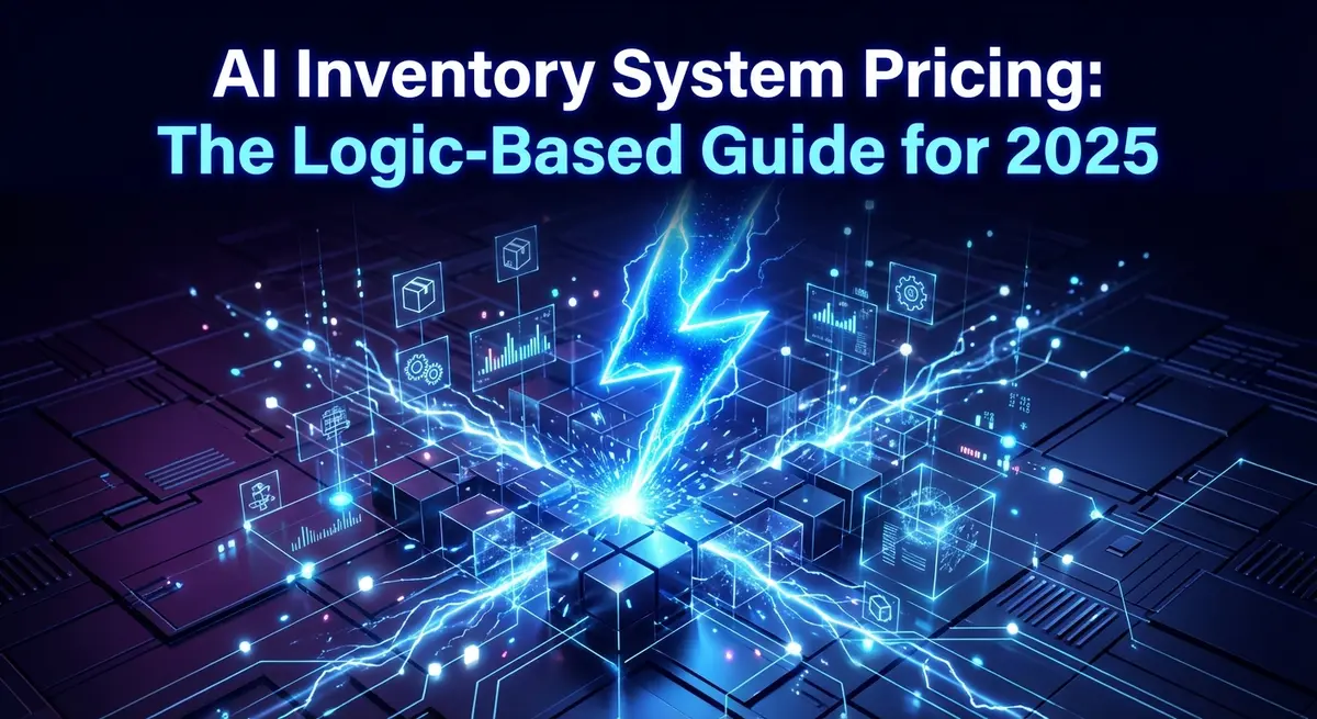 AI inventory system pricing logic guide with electric blue lightning accent
