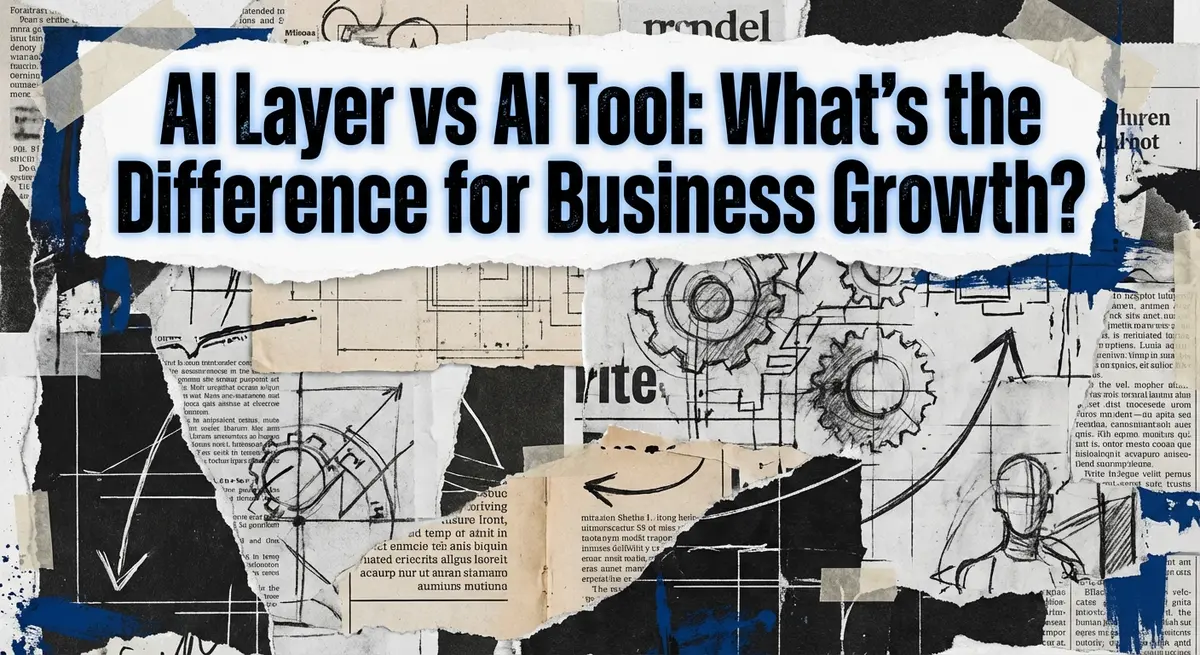 AI layer vs ai tool whats the difference for business torn paper collage art