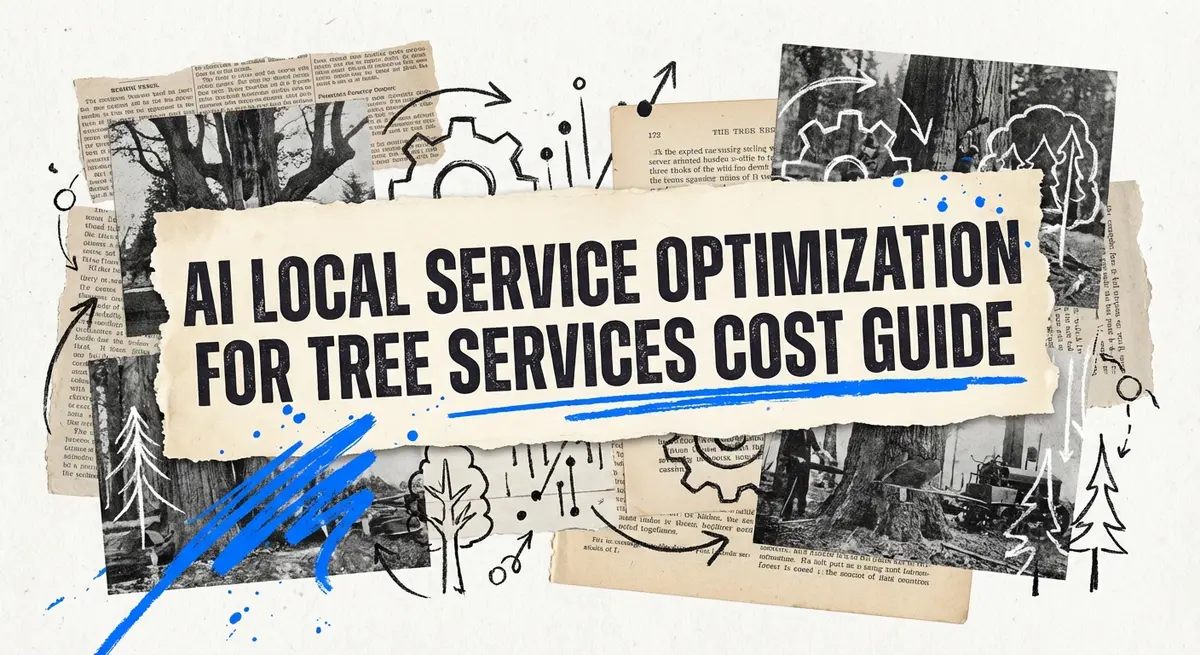 AI Local Service Optimization for Tree Services Cost Guide torn paper collage